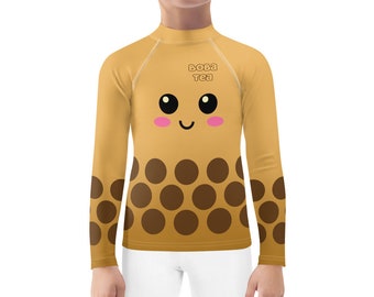 Kinder süßes Boba Tea Rash Guard Top, Kleinkind und kleine Kinder, Halloween Kostüm,