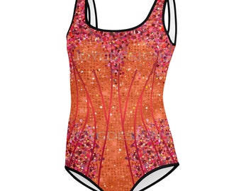 New Girls Taylor inspired Paris lover era costume, Youth Swimsuit (not real sparkles or sequins, design is printed on fabric)