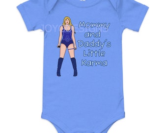 Taylor inspired Karma onesie, blue, Baby short sleeve one piece