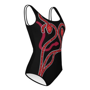 Taylor inspired red snakes concert outfit, Youth Swimsuit, Halloween costume (Not real sparkles, design is printed on)