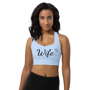 Personalized bride activewear, Something Blue, Honeymoon, Mrs. Bra top, bralette, yoga top, yoga bra, crop top, sports bra, yoga bralette