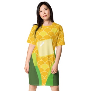 Corn T-shirt dress, teens and adults, corntastic, Corn on the cob, butter, funny gift for birthdays or Holidays, regular and plus sizes