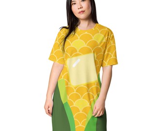 Corn T-shirt dress, teens and adults, corntastic, Corn on the cob, butter, funny gift for birthdays or Holidays, regular and plus sizes