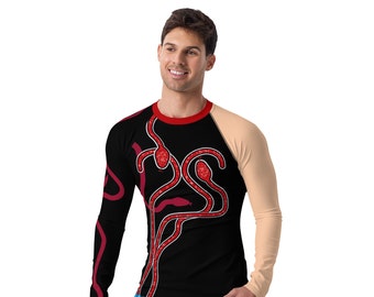 Men's Taylor inspired red snakes concert outfit, Men's Rash Guard, Halloween costume (not real sparkles, design is printed onto fabric)