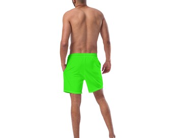 Groom Lime Green Neon Men's Swim Trunks 
