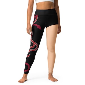 Taylor inspired red snake leggings, high waisted Yoga Leggings (Does not have real sparkles, design is printed onto fabric)
