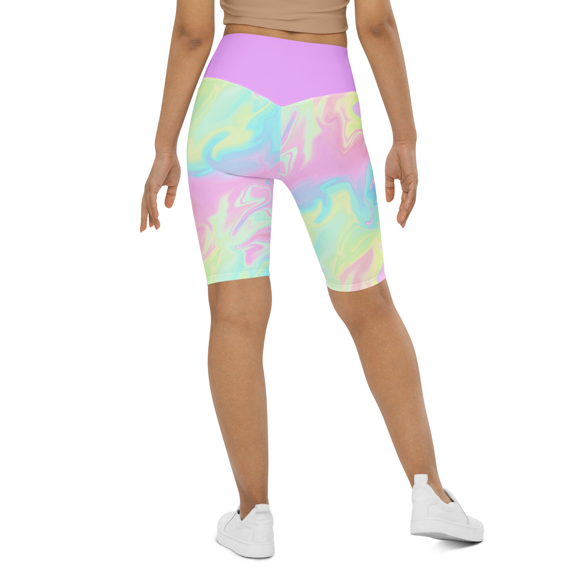 Pastel Rainbow Shorts Iridescent Look Biker Shorts Festival Etsy