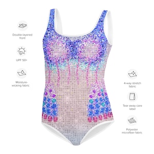 Taylor inspired Concert outfit, girls sizes, pastel, faux jewels, bejeweled, pink purple blue ombre, Swimsuit (not real sparkles or jewels)