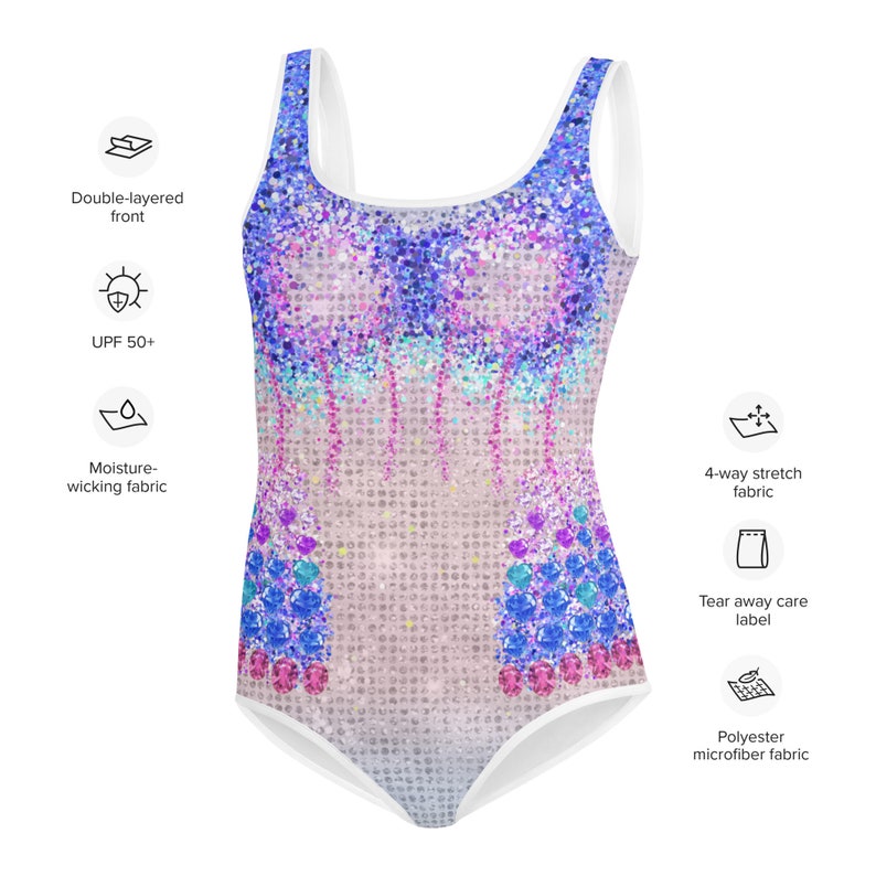 Taylor inspired Concert outfit, girls sizes, pastel, faux jewels, bejeweled, pink purple blue ombre, Swimsuit (not real sparkles or jewels)