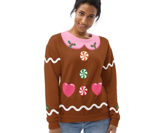 Holiday Gingerbread sweatshirt for women and teens, Ugly Christmas party outfit, xmas ugly sweater, Holiday Fashion