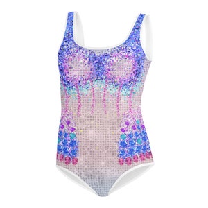 Taylor inspired Concert outfit, girls sizes, pastel, faux jewels, bejeweled, pink purple blue ombre, Swimsuit (not real sparkles or jewels)