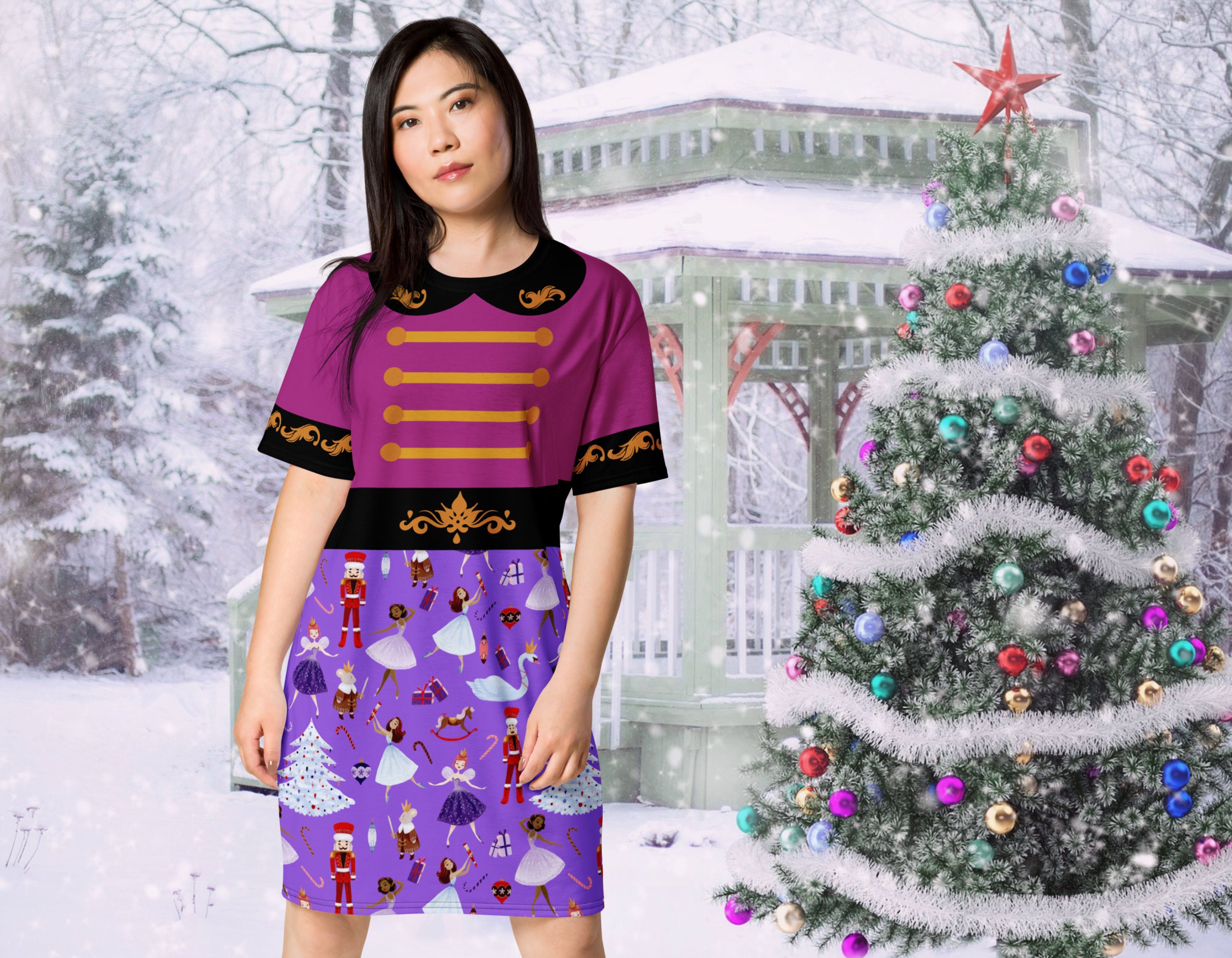 Nutcracker Christmas Tshirt Dress for Women or Teens Purple Etsy