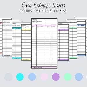 Minimalist Cash Envelope Inserts I Cash Trackers I Printable I Spending Tracker