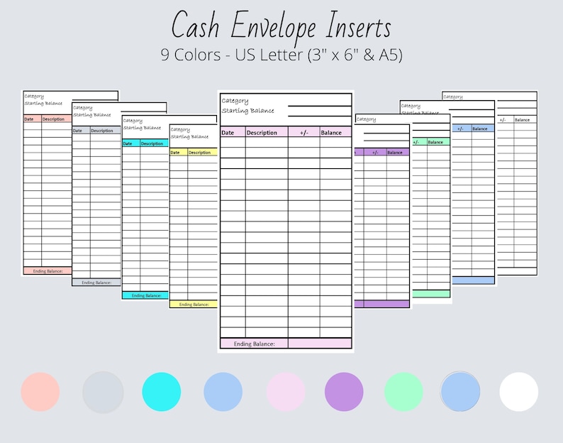 Cash Envelope Inserts: Printable Spending Tracker (digital Download) - Etsy