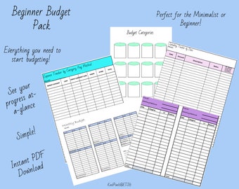 Minimalist Beginner Budget Planner Pack,PDF Instant Download