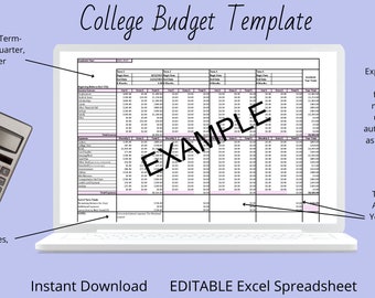 College Student Budget Spreadsheet Pink