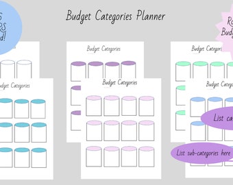 Minimalist Boho Budget Category Planners, 6 Colors Included, PDF Instant Download