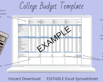 College Student Budget Spreadsheet Blue