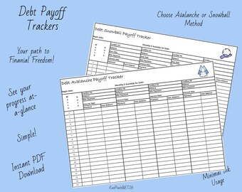 Debt Payoff Trackers: Avalanche & Snowball Methods (Printable PDF)