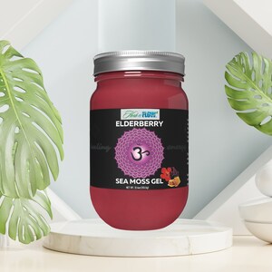 Organic Elderberry Sea Moss Gel with Hibiscus (Sorrel) – Wildcrafted Superfood - Antioxidant Support – Organic, Vegan Non-GMO