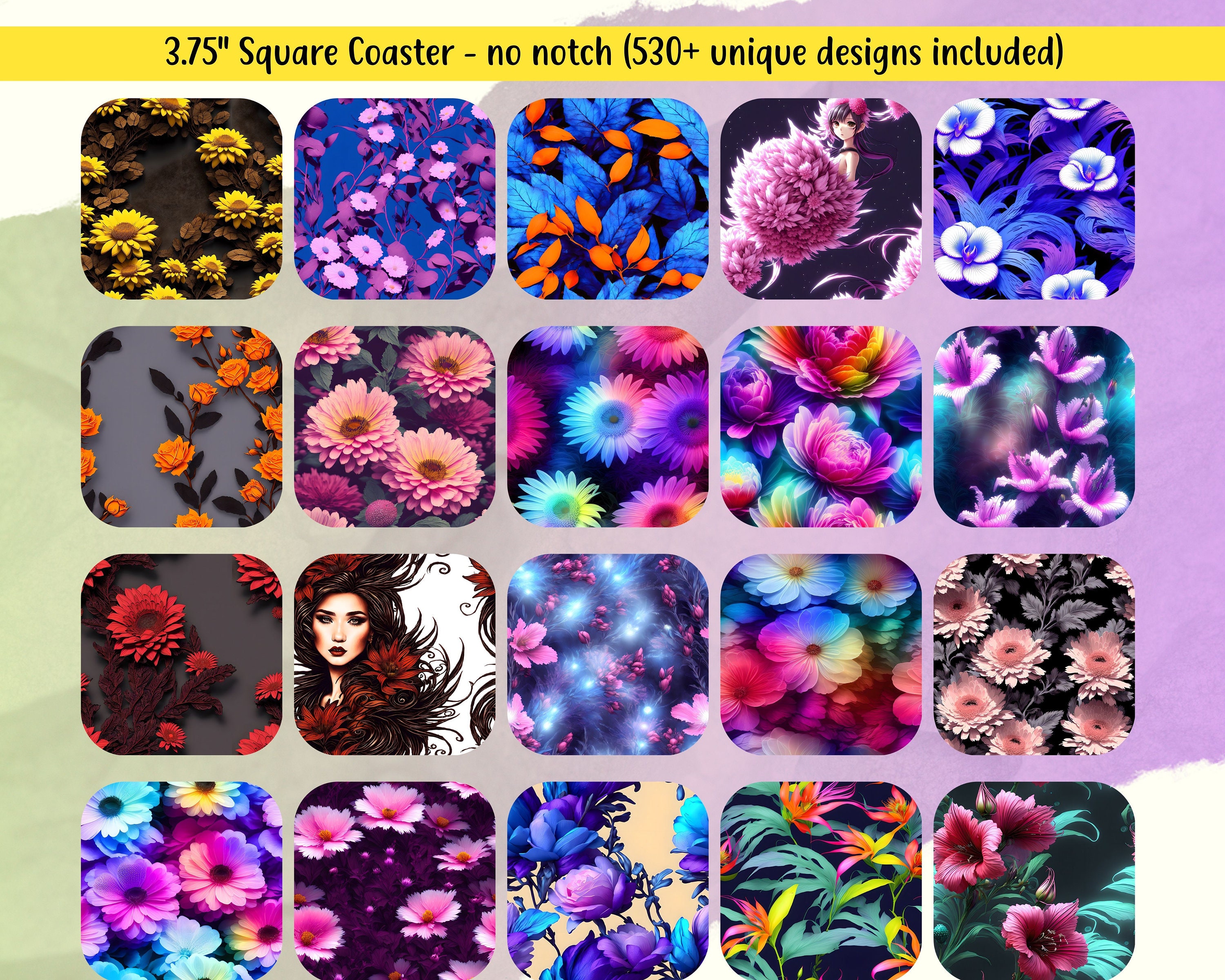 Floral Car Coaster PNG Huge Mega Bundle - 6360+ Glass Coaster Files ...
