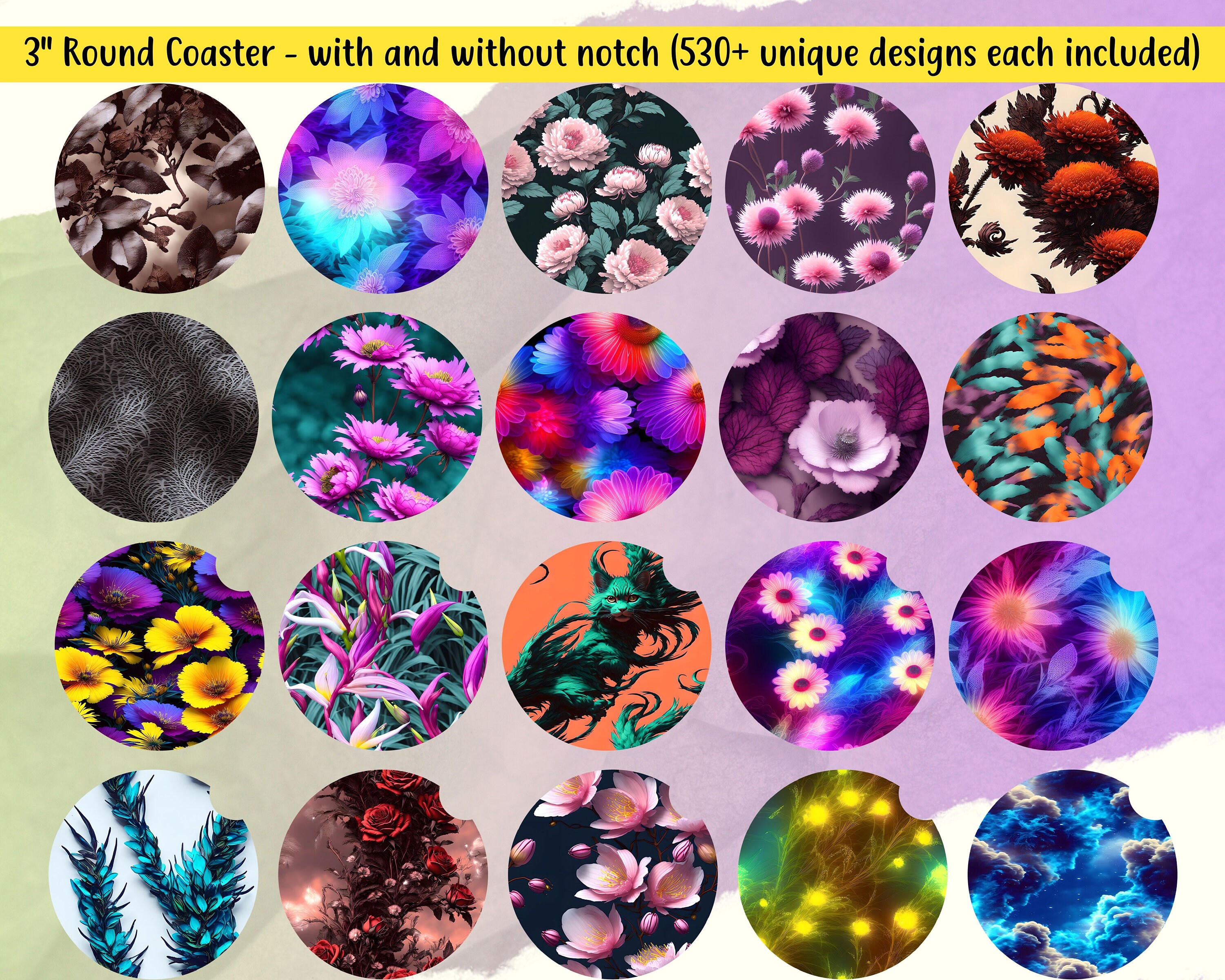 Floral Car Coaster PNG Huge Mega Bundle - 6360+ Glass Coaster Files ...
