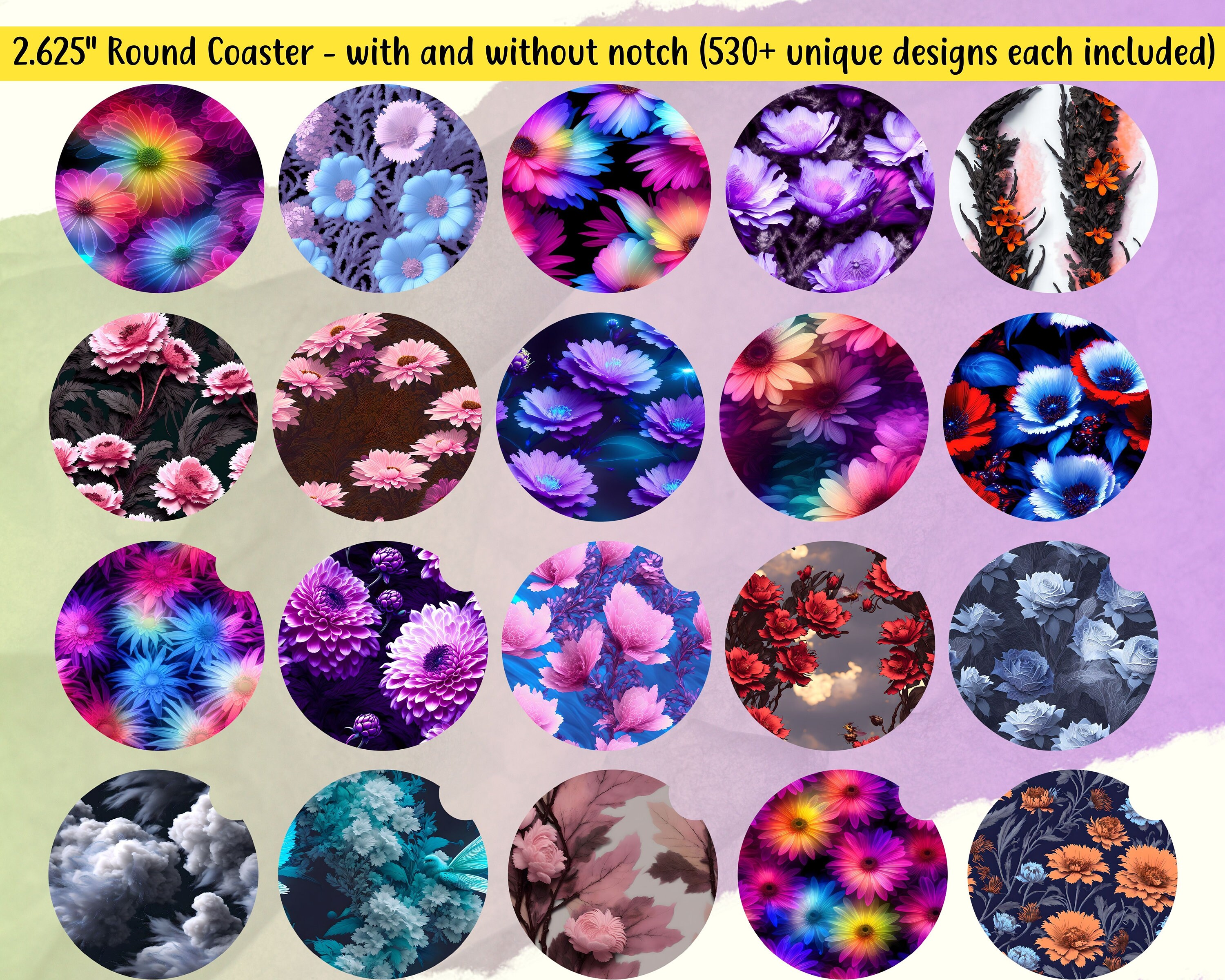 Floral Car Coaster PNG Huge Mega Bundle - 6360+ Glass Coaster Files ...