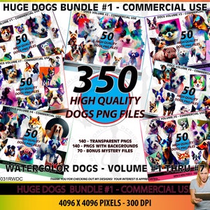 Dog PNG MegaBundle: Cute Dog Clipart, Dog PNG for Sublimation, Dog Png Bundle, Dog PNG File, Dog Png Clipart, Watercolor Dog, Commercial Use