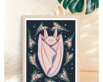 Cute Albino Flying Bat Art Object