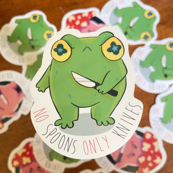 No Spoons Frog OR Mushroom Sticker Waterproof Sticker Etsy Australia