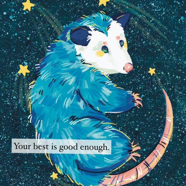 Opossum with starts Print With or Without words