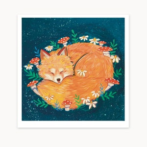 Woodland Fox Art Print 5x5” | Nursery decor |  woodland creature Birthday Card Print | Anniversary Card | Birthday Gift | Home Decor
