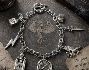 Braccialetto con ciondolo ispirato a Xaden della Quarta Ala / Gioielli di libri fantasy / Regalo per cavalieri di draghi
