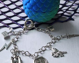 Fourth Wing Xaden Inspired Charm Bracelet | Fantasy Book Jewelry | Dragon Rider Gift