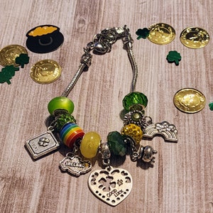 Bracelet européen de perles sur le thème de la Saint-Patrick | La chance des Irlandais