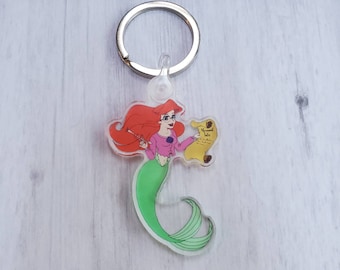 Author Ariel Little Mermaid Inspired Acrylic Keychain