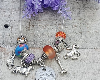 Kate and Anthony Bridgerton Inspired European Bead Charm Necklace