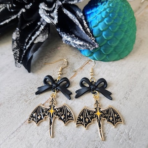 Black Dragon Dangle Earrings | For Book Lovers