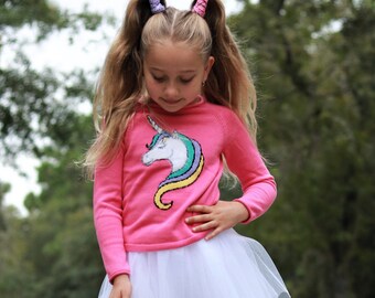 Girl Unicorn Sweater - Etsy