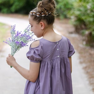 Girls Cold Shoulder Romantic Dress / Elegant Flower Girl Dress / Girls Vintage Inspired Cotton Dress / Toddlers Girls Portraits Dress. image 1