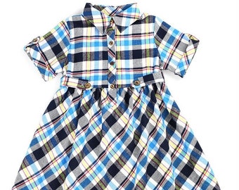 Flannel Plaid Shirt Dress / Toddler Girls Soft Flannel Dress / Back to School Shirt Dress / Flannel School Dress / City Chick Plaid Dress.