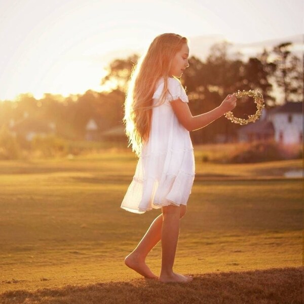 Girls White Boho Dress / Cotton Lace Tiered Dress / Boho Flower Girl Dress / Beach Portraits Dress / Baby Girl Baptism Christening Dress.