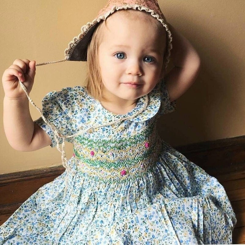 Floral Bouquet Smocked Babydoll Dress