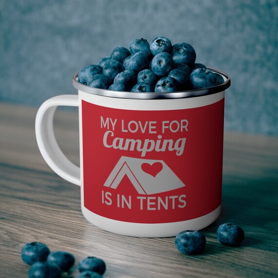 Enamel Camping Mug. Campers Life Quote Cup 12 oz. Happy Camper Coffee Mug  Gift.