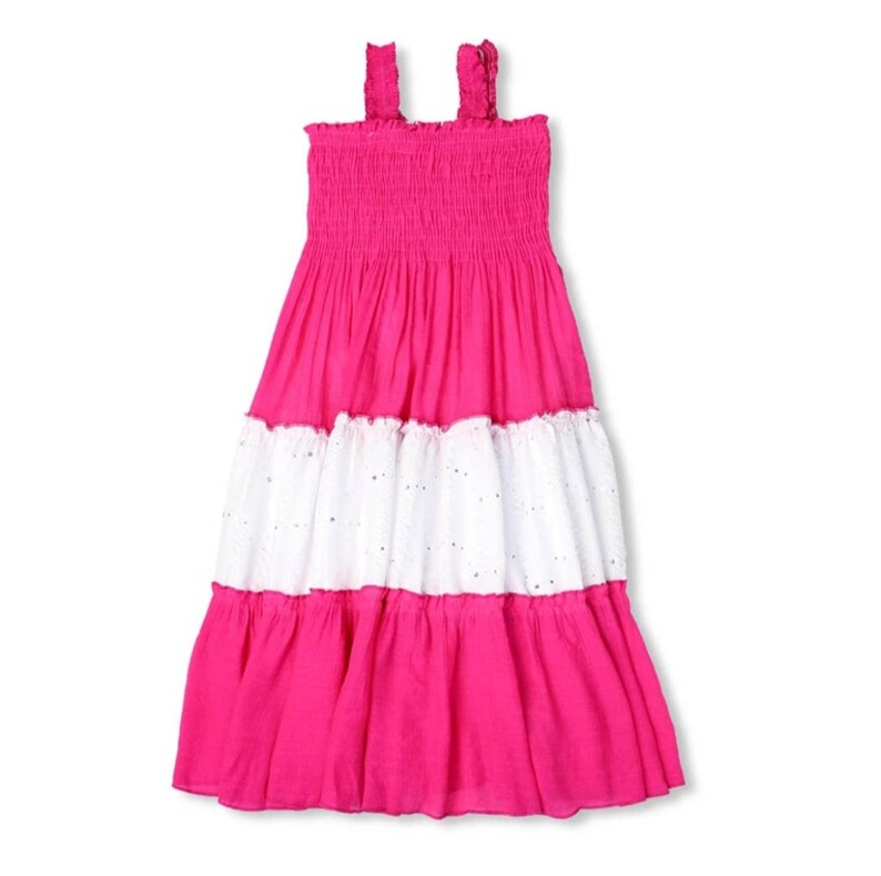 Vestido maxi de dos tonos para niñas / vestido maxi escalonado ahumado / vestido maxi giratorio de bloque de color / vestido de verano de cumpleaños / vestido maxi de playa cubrir imagen 7