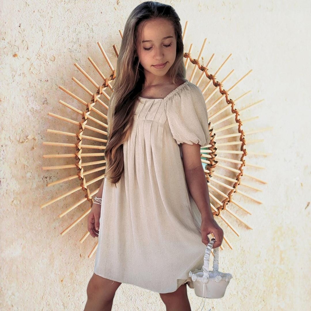 linen flower girl dress Eulalie linen dress