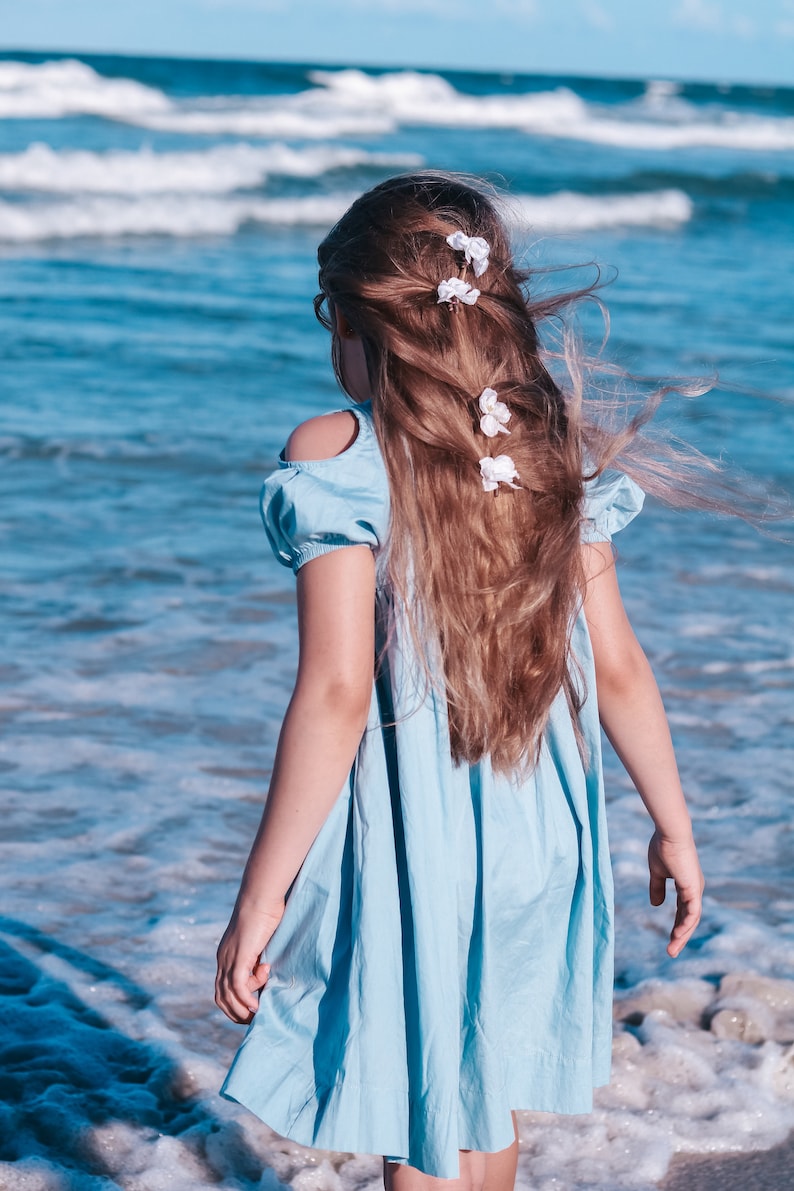 Girls Cold Shoulder Romantic Dress / Elegant Flower Girl Dress / Girls Vintage Inspired Cotton Dress / Toddlers Girls Portraits Dress. image 6