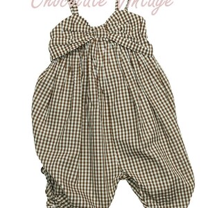 Girls Loose Fit Jumpsuit / Toddler Girls Summer Overall / Spaghetti Straps Cotton Playsuit / Kids Beach Overall / Button-Hem Ankle Jumpers. Chocolate Vintage