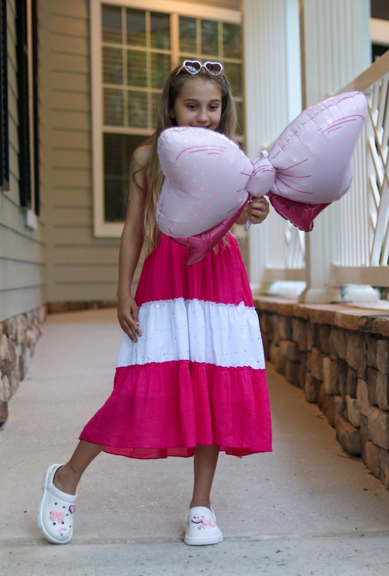Girls Smocked Tiered Maxi Dress / Boho Maxi Dress / Toddler Girl Birthday Maxi Dress / Two Tone Twirl Maxi Dress / Gypsy Style Dress. image 2