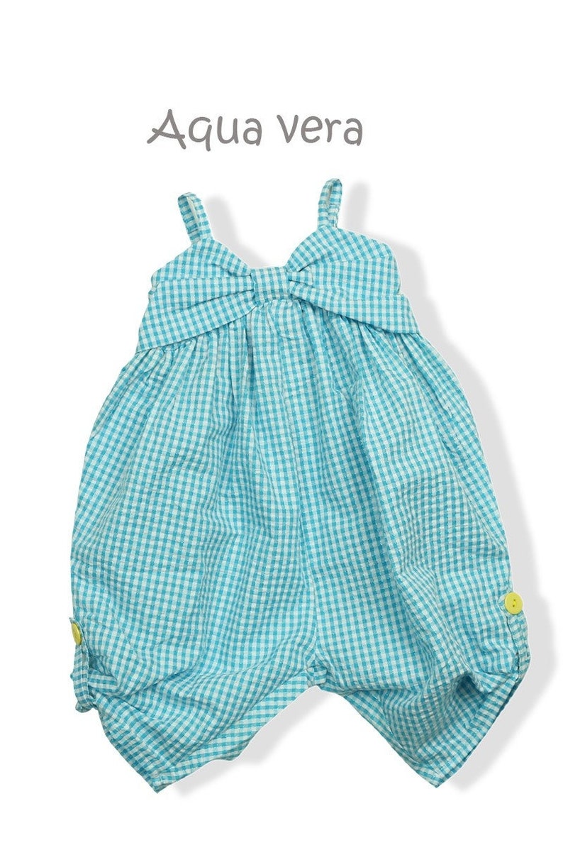 Girls Loose Fit Jumpsuit / Toddler Girls Summer Overall / Spaghetti Straps Cotton Playsuit / Kids Beach Overall / Button-Hem Ankle Jumpers. Aqua Vera
